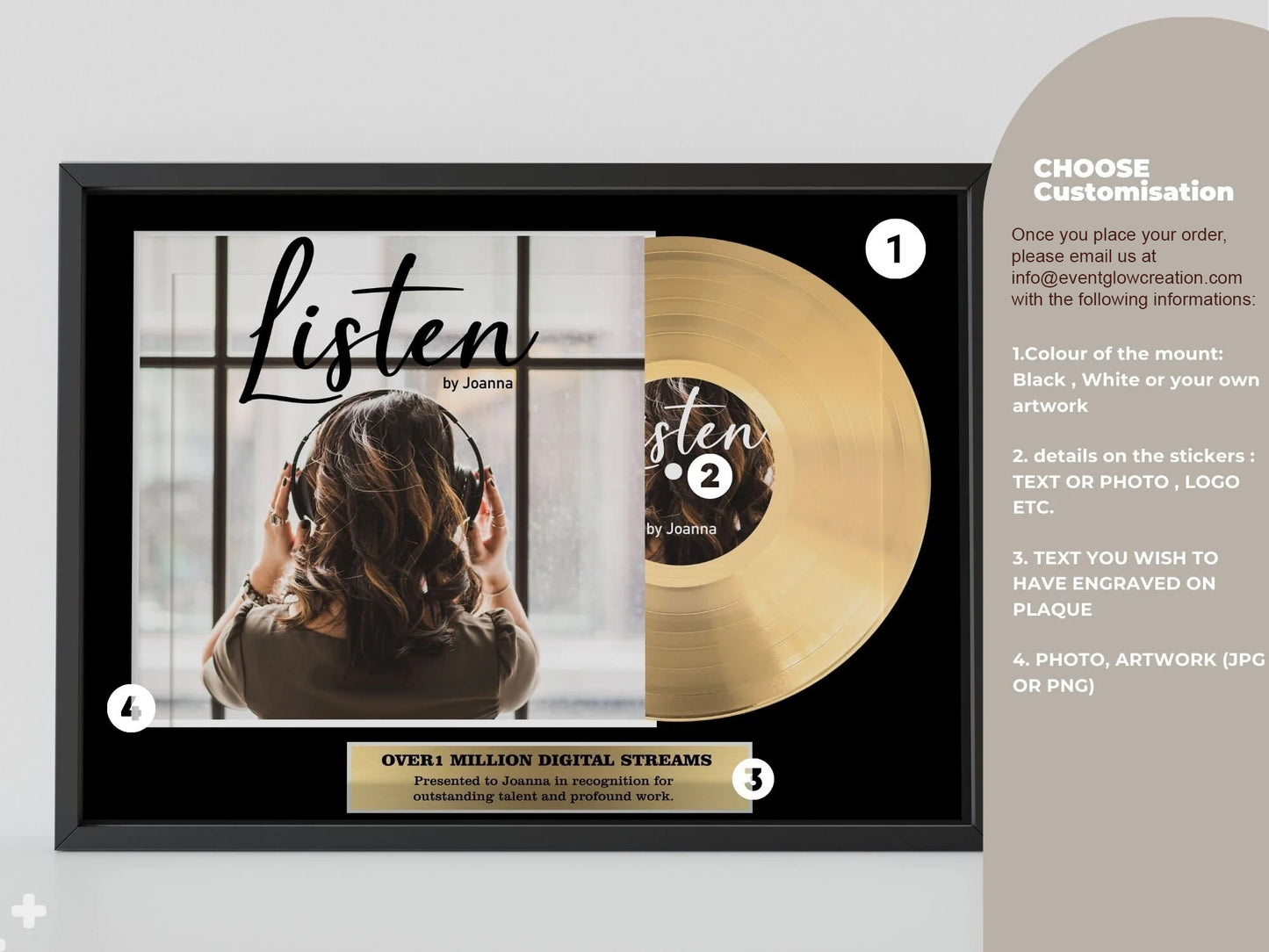 CUSTOM PLAQUE AWARDS - REAL VINYL RECORD