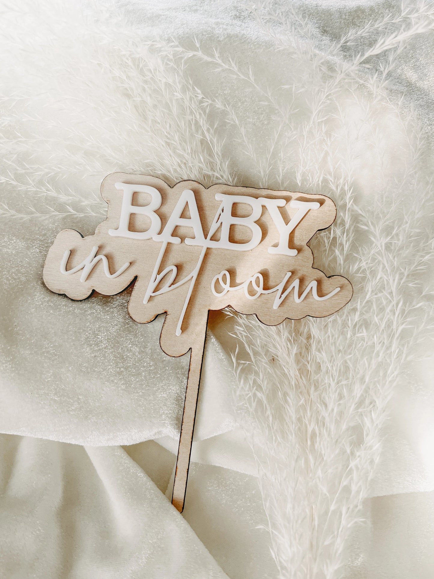 Wooden Baby Shower Cake Topper / Welcome Baby Party Decor /Baby Girl Baby Boy-- Baby Party Decoration / Baby in bloom / Boho cake topper