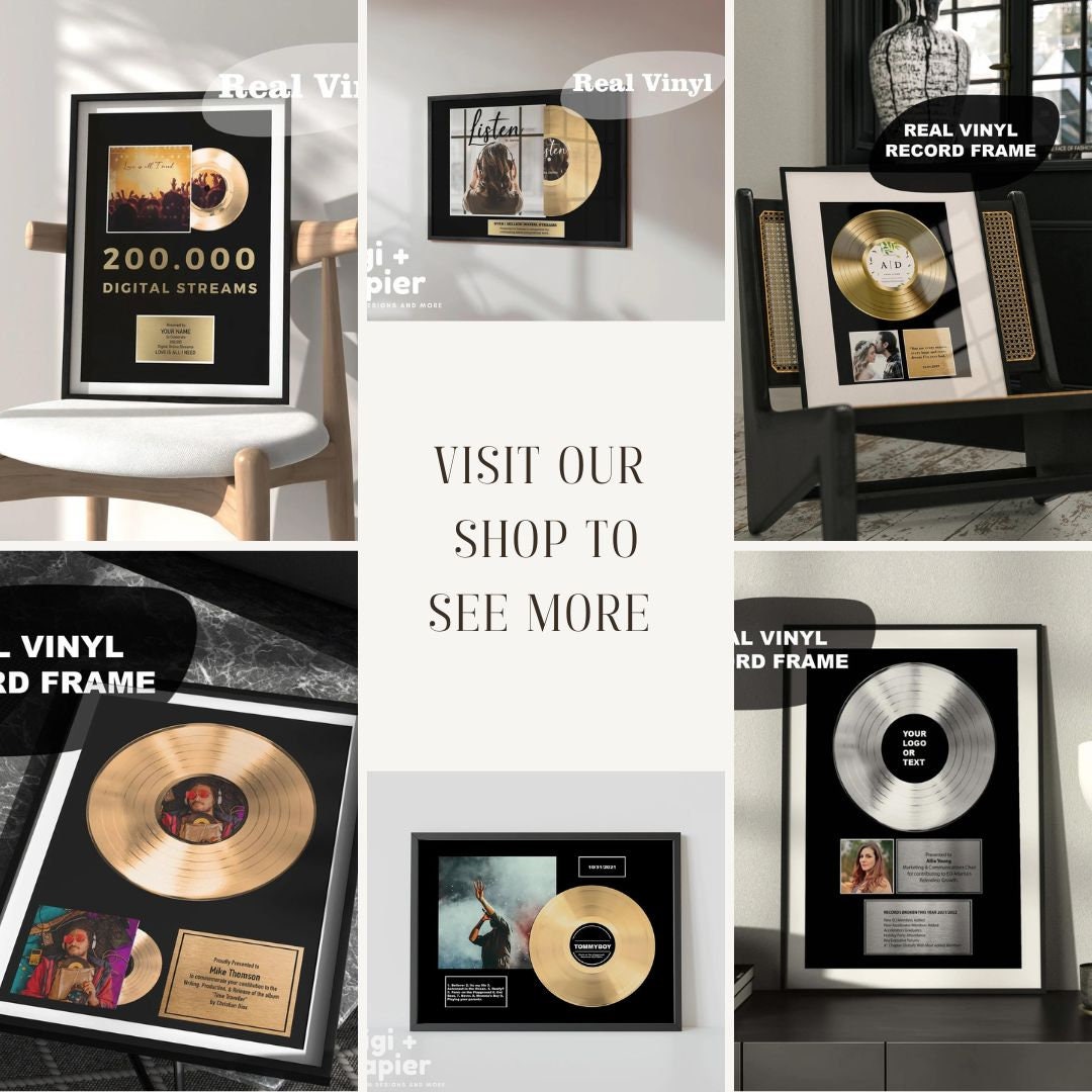 Vinyl Record Frame, Vinyl Record Display, Record Frame Cover , Record Album Frames , Gold Vinyl Album Frames, Vinyl Display Shelf, gift