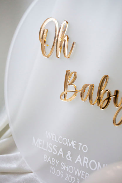 Welcome Sign | Oh Baby | Baby Announcement | Frosted Acrylic | Baby Shower Decor | Mum To Be Gift | Boho Personalised Sign | oh baby sign