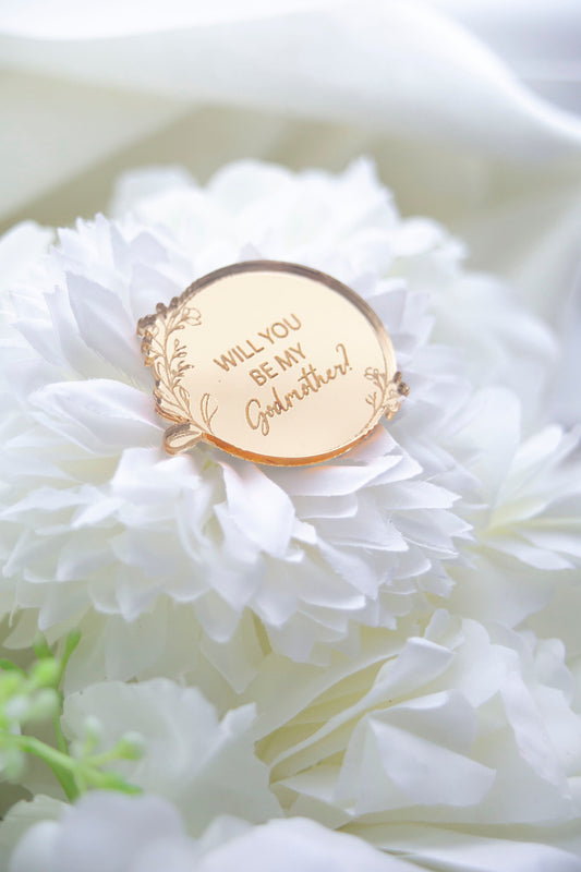 Gold Cupcake Disc | Godmother Proposal | Will You Be My Godmother | Godparent Proposal | Cake Topper | Cake Charm | Cake Accessories Kitchen